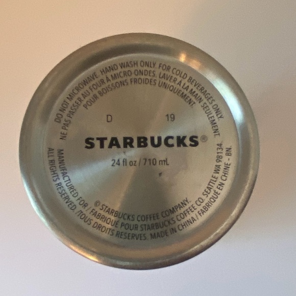 STARBUCKS Brushed Stainless Steel Silver Siren Cup Tumbler 24 oz Venti Clear Lid - Picture 4 of 4